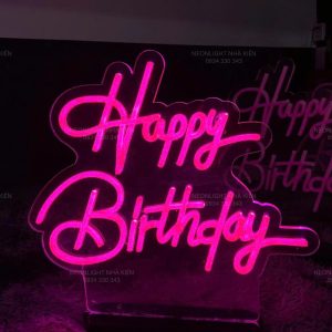 Đèn Led Neon Happy Birthday để bàn màu hồng cao cấp
