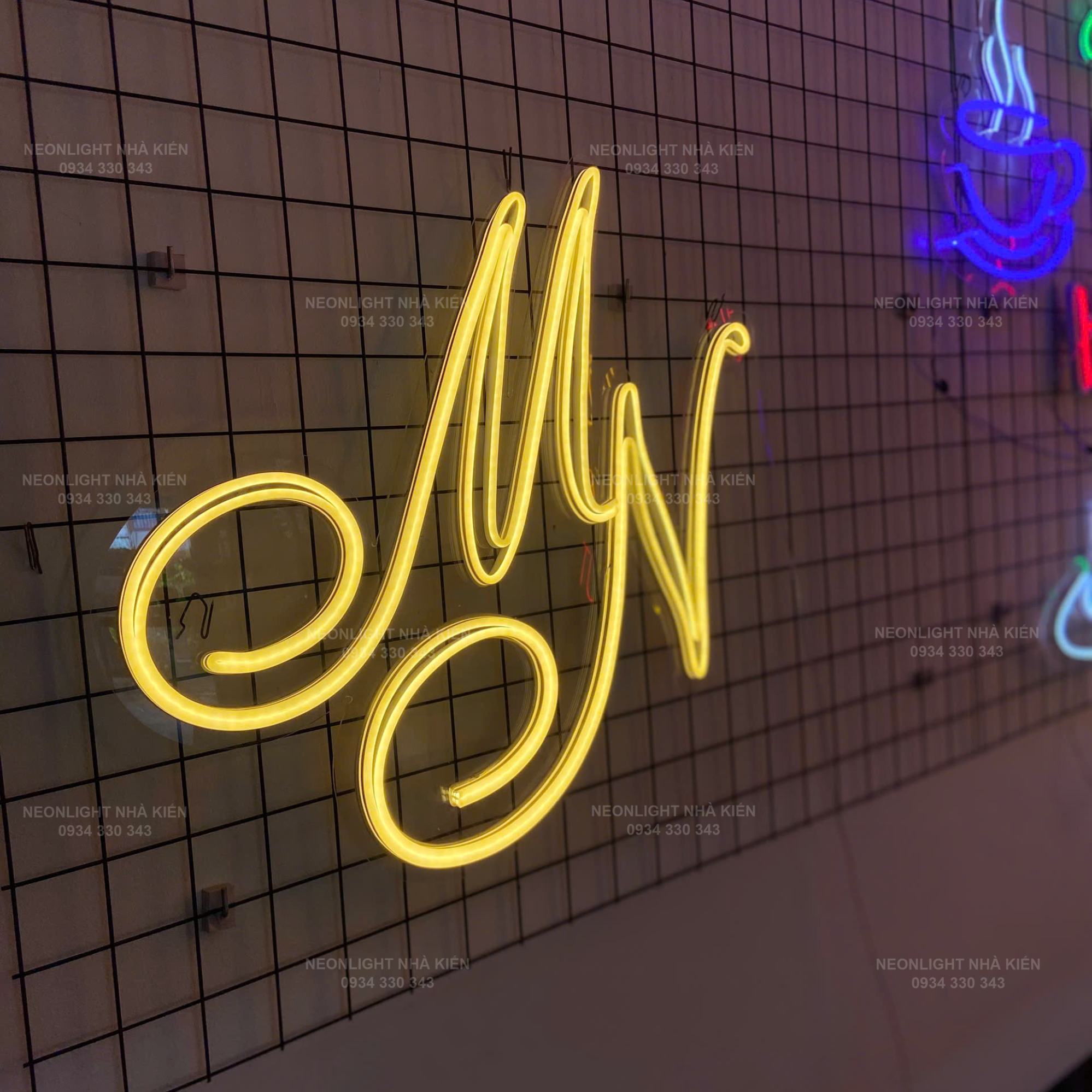 Đèn Led Neon tên dâu rể lồng vào nhau - MN
