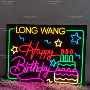 Đèn Led Neon chúc mừng sinh nhật cầm tay nhà hàng LONG WANG